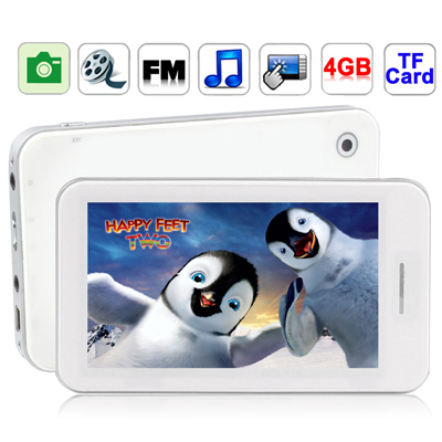 4.3 inch Touch screen 4GB MP5 Player with Camera, Support FM Radio, E-Book, Games, TV Out, Dictionary function (White) - Click Image to Close